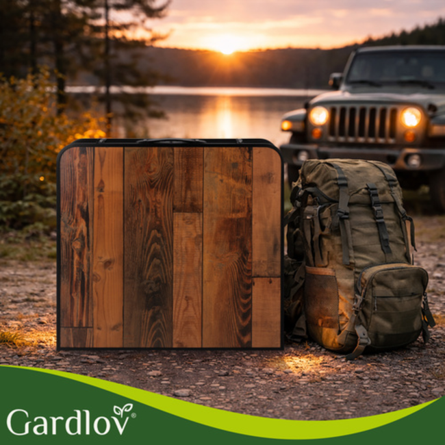 Gardlov Compacte campingtafel met 4 klapstoelen, verstelbare hoogte en koffermodel voor tuin of camping