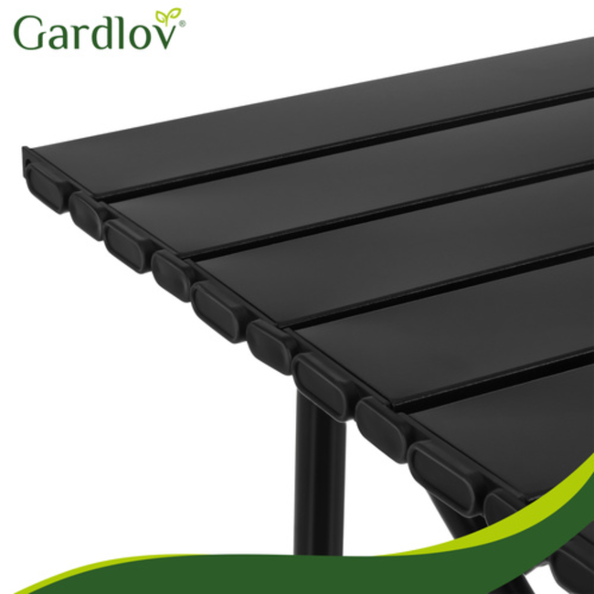 Gardlov Zwarte opvouwbare campingtafel met draaghoes en draagvermogen tot 70 kg voor balkon, terras en camping