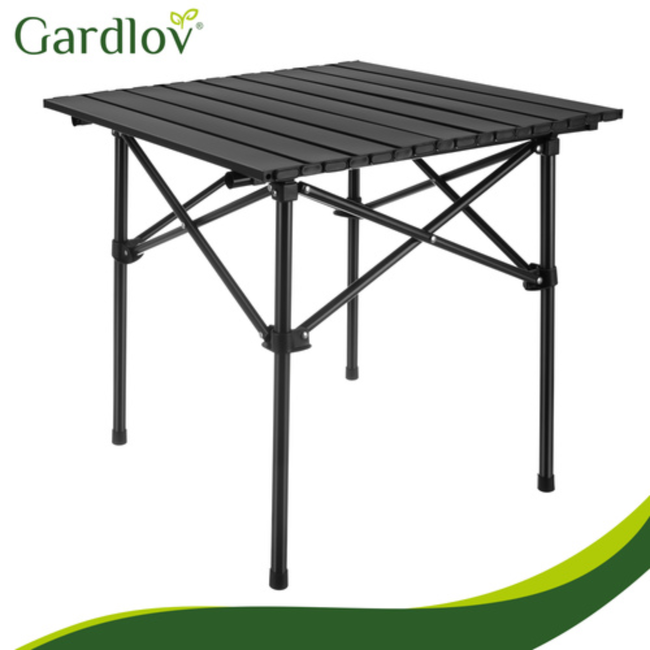 Gardlov Zwarte opvouwbare campingtafel met draaghoes en draagvermogen tot 70 kg voor balkon, terras en camping