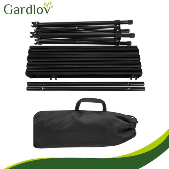 Gardlov Zwarte opvouwbare campingtafel met draaghoes en draagvermogen tot 70 kg voor balkon, terras en camping