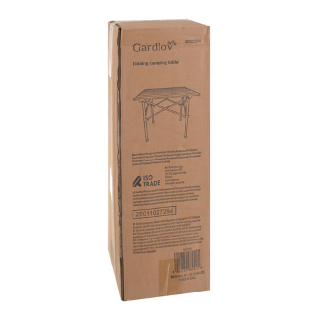 Gardlov Zwarte opvouwbare campingtafel met draaghoes en draagvermogen tot 70 kg voor balkon, terras en camping