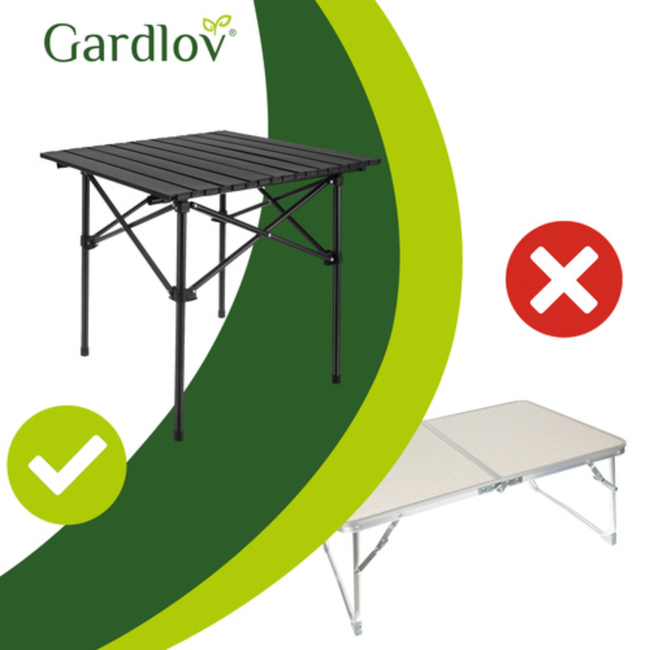 Gardlov Zwarte opvouwbare campingtafel met draaghoes en draagvermogen tot 70 kg voor balkon, terras en camping