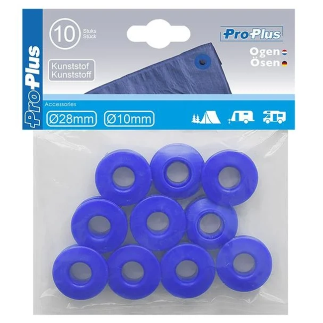 ProPlus Zeilogen - kunststof - 10 mm binnen Ø - 28 mm buiten Ø - blauw - 10 stuks