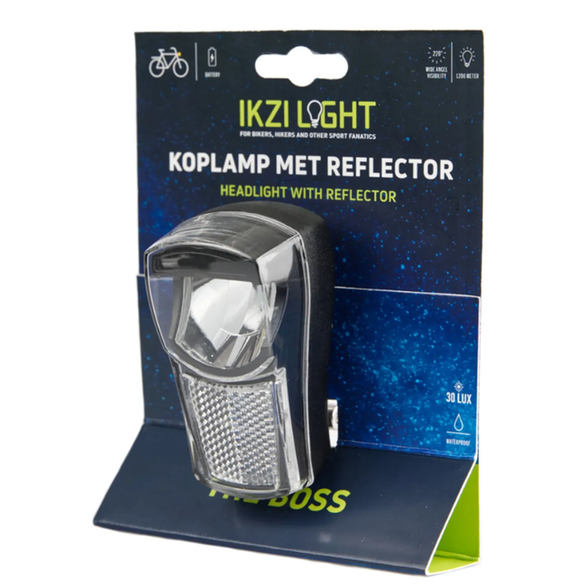Ikzilight Koplamp met krachtige LED en reflector - 30 Lux - Zichtbaar tot 1200 meter - Voorvorkbevestiging