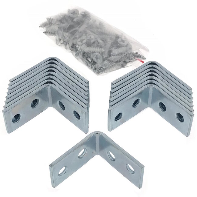Benson Stoelhoek - Verzinkt IJzer - Inclusief Schroeven - 25 x 25 x 14.5 mm - 16 stuks