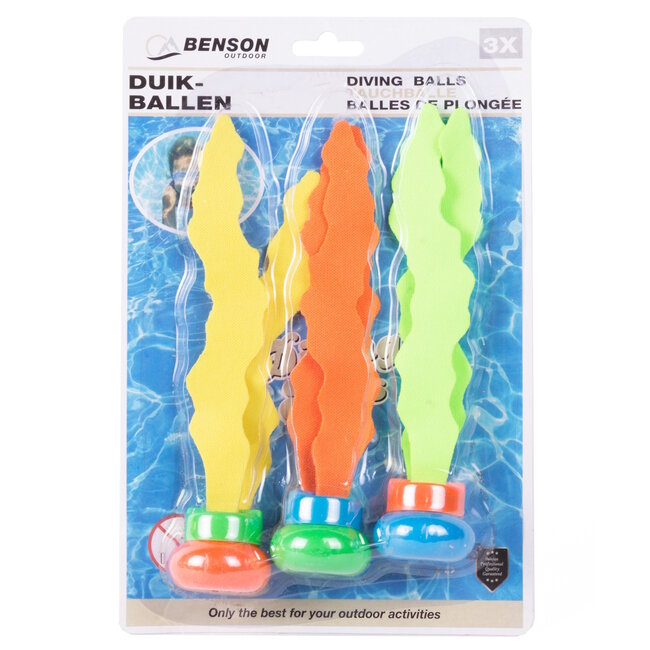 Benson Duikballen set - kleurrijk - zinkend - 3 stuks - kunststof