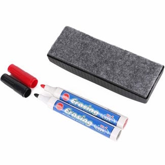 Benson Whiteboard wisser - magnetisch - inclusief 2 stiften - 14.5 x 5 x 35 cm - zwart