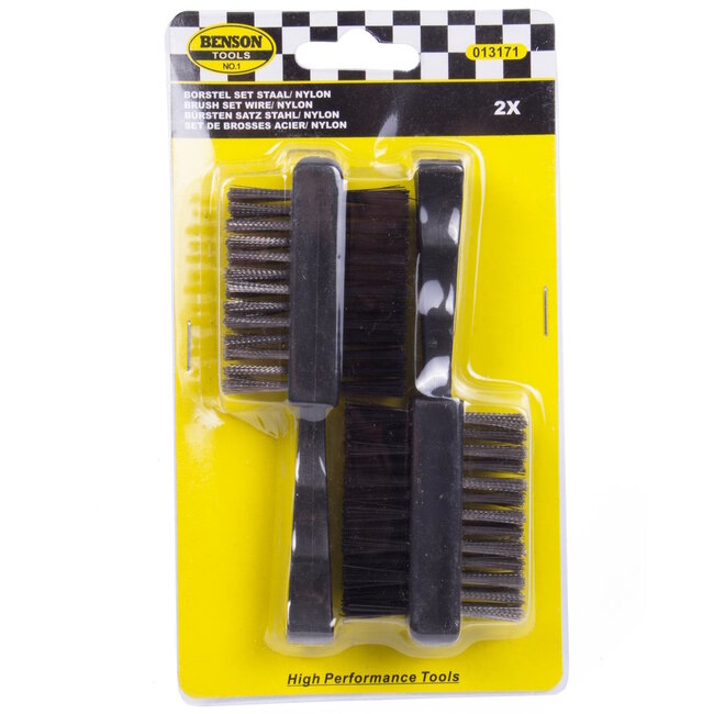 Benson Dubbelzijdige borstel set - staal en nylon - 2-delig - 120 mm