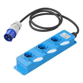 ProPlus Stekkerdoos - CEE naar 3 Schuko - 1,5 meter - IP44 - 16A