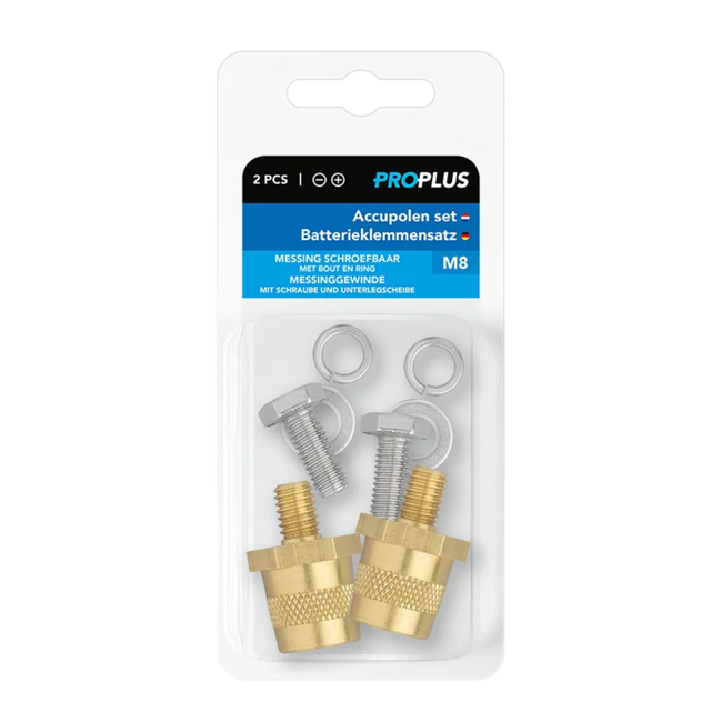 ProPlus Accupool Set M8 – Sterke Messing Accupolen met Schroef en Ring
