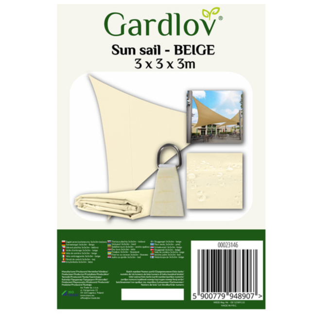 Gardlov Beige Zonneschermzeil 3x3x3m - Superieure Bescherming en Stijl