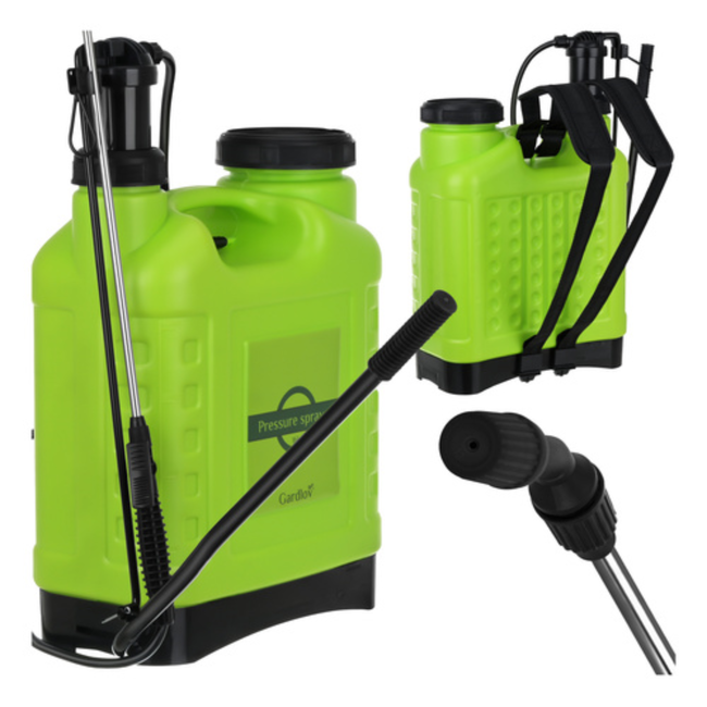 Gardlov rugdrukspuit 16L – handmatige tuinspuit met lange lans en slang