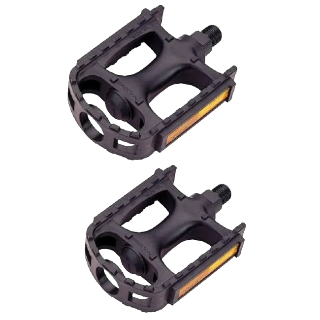 Union Pedalen voor trekking en mountainbiken - kunststof - zwart - 9/16" - reflectoren - 315 gram per paar