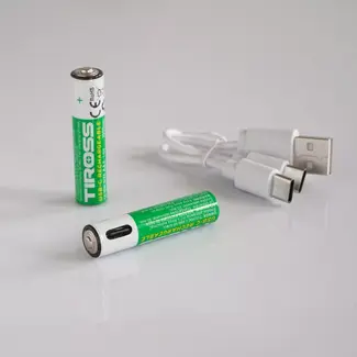 TIROSS Oplaadbare AAA Li-Ion batterijen 650 mAh met USB-C kabel snel laden set van 2