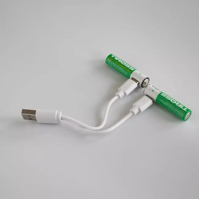 TIROSS Oplaadbare AAA Li-Ion batterijen 650 mAh met USB-C kabel snel laden set van 2