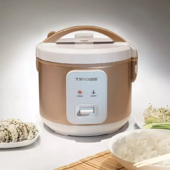 TIROSS Elektrische rijstkoker 1,2 L met warmhoudfunctie, antiaanbaklaag en stoomfunctie voor dagelijks gebruik
