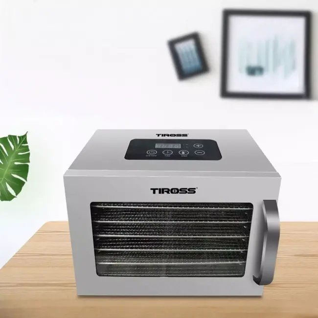 TIROSS RVS voedseldroger 400 W met LED display, timer tot 24 uur en instelbare temperatuur van 30 °C tot 90 °C