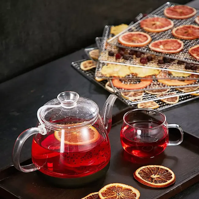 TIROSS RVS voedseldroger 400 W met LED display, timer tot 24 uur en instelbare temperatuur van 30 °C tot 90 °C