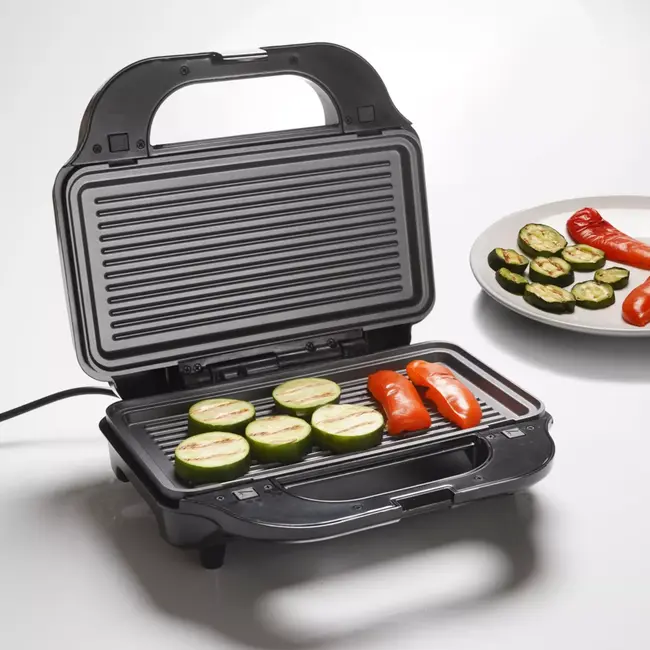 TIROSS Compacte 3-in-1 sandwichmaker 900 W met verwisselbare platen, antiaanbaklaag en automatische temperatuurregeling