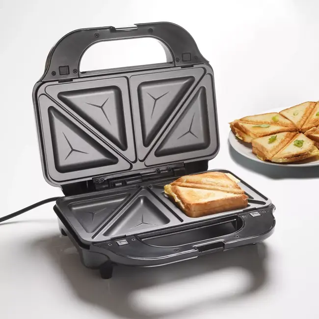 TIROSS Compacte 3-in-1 sandwichmaker 900 W met verwisselbare platen, antiaanbaklaag en automatische temperatuurregeling