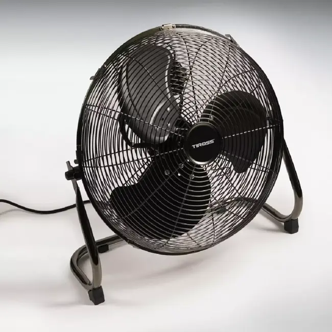 TIROSS Krachtige metalen vloerventilator 40 cm met verstelbare hoek en 3 standen voor snelle en gerichte verkoeling