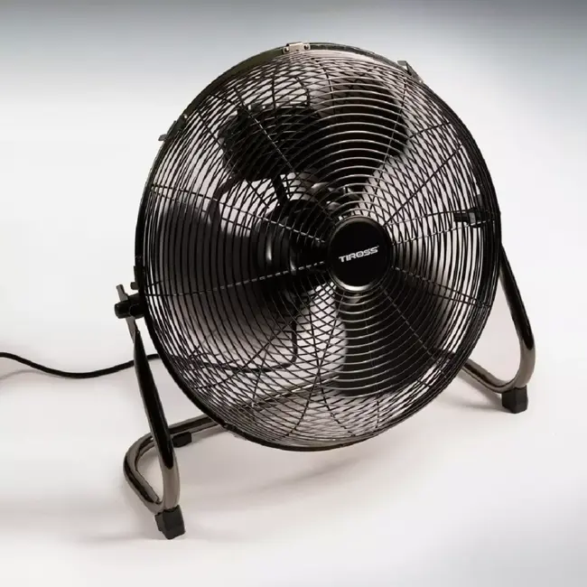 TIROSS Krachtige metalen vloerventilator 40 cm met verstelbare hoek en 3 standen voor snelle en gerichte verkoeling