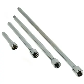 GEKO Set van 4 verlengstukken - Chroom gepolijst - 75-300 mm - 1/4 inch aansluiting