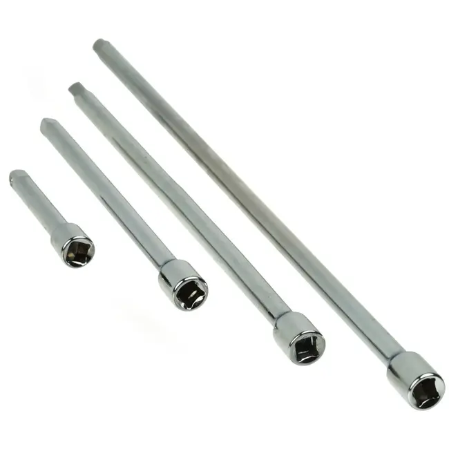 GEKO Set van 4 verlengstukken - Chroom gepolijst - 75-300 mm - 1/4 inch aansluiting