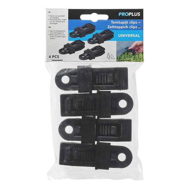 ProPlus Tenttapijtclips - Klem Model - Versterkte Grip - 83 x 32 x 21 mm - 4 stuks