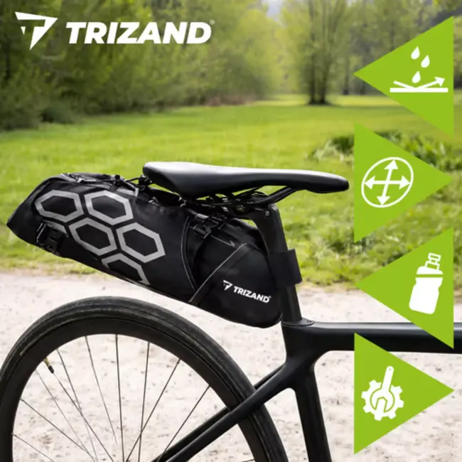 Trizand Grote fietszadeltas 12 L waterdicht met vakken en stevige bevestiging