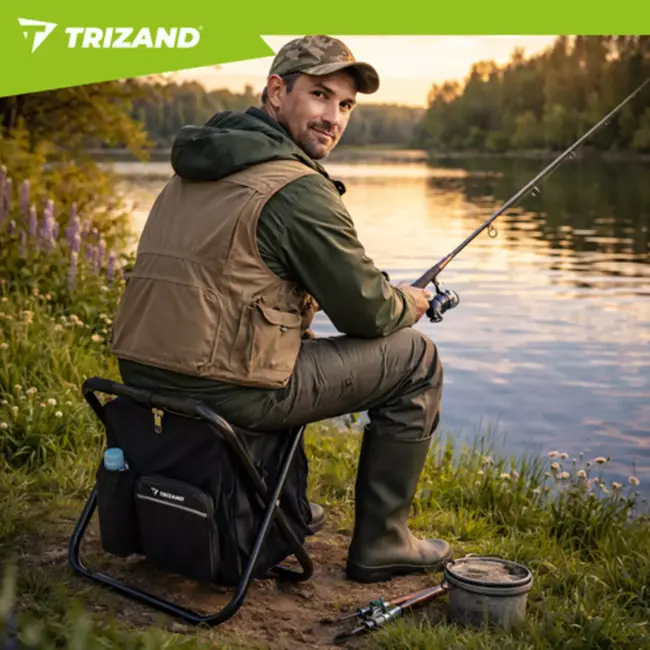 Trizand 3 in 1 Opvouwbare visstoel met koelvak en rugzak 36 x 29 x 41 cm