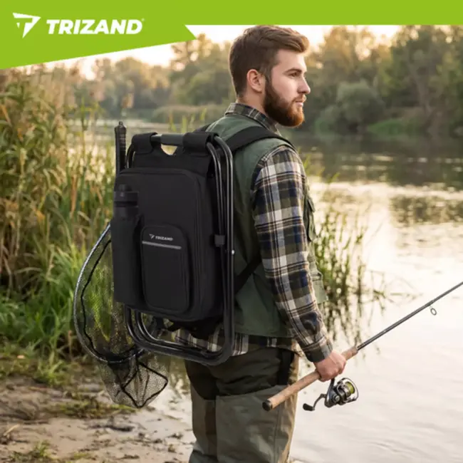 Trizand 3 in 1 Opvouwbare visstoel met koelvak en rugzak 36 x 29 x 41 cm