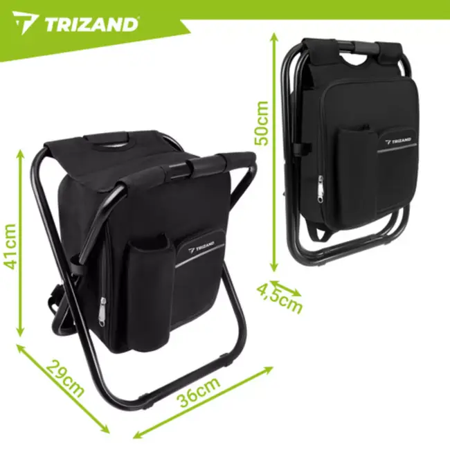 Trizand 3 in 1 Opvouwbare visstoel met koelvak en rugzak 36 x 29 x 41 cm