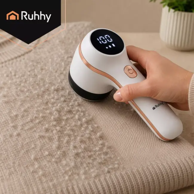 Ruhhy Oplaadbare krachtige kledingontpluizer 50 mm met 3 standen en LCD display