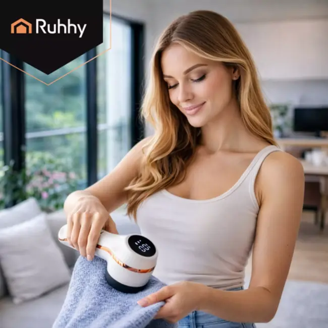 Ruhhy Oplaadbare krachtige kledingontpluizer 50 mm met 3 standen en LCD display