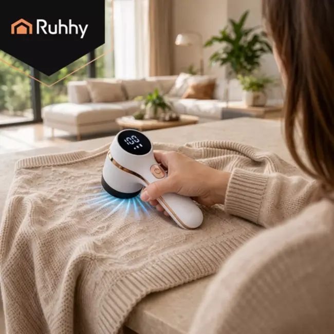 Ruhhy Oplaadbare krachtige kledingontpluizer 50 mm met 3 standen en LCD display