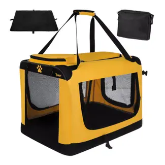 Purlov Gele opvouwbare transporttas voor hond en kat 60 x 42 x 44 cm met stevige constructie