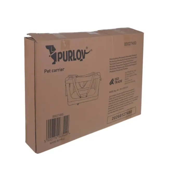 Purlov Gele opvouwbare transporttas voor hond en kat 60 x 42 x 44 cm met stevige constructie
