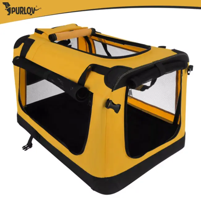Purlov Gele opvouwbare transporttas voor hond en kat 60 x 42 x 44 cm met stevige constructie