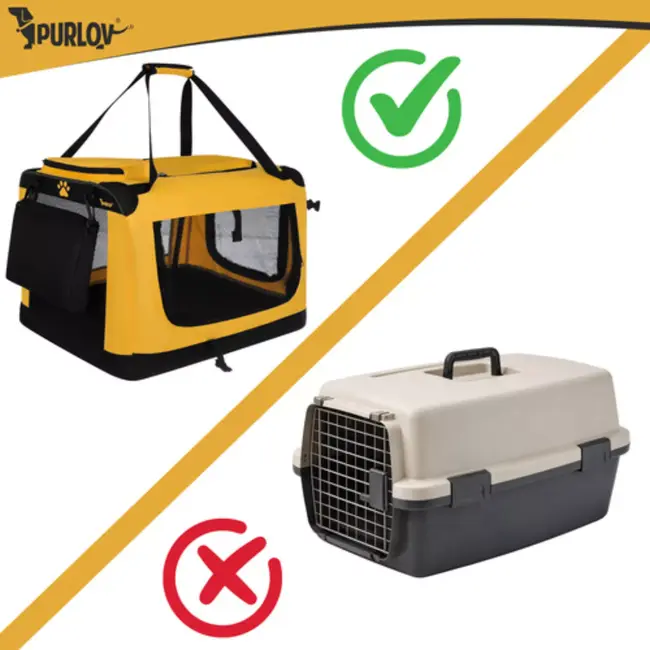 Purlov Gele opvouwbare transporttas voor hond en kat 60 x 42 x 44 cm met stevige constructie