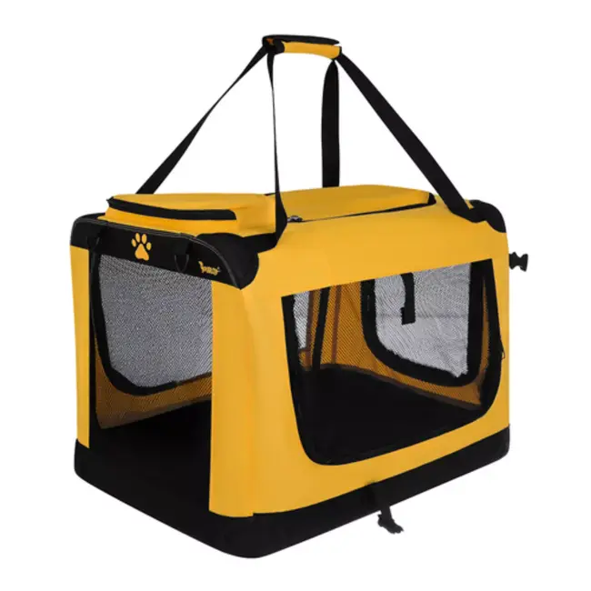 Purlov Gele opvouwbare transporttas voor hond en kat 60 x 42 x 44 cm met stevige constructie