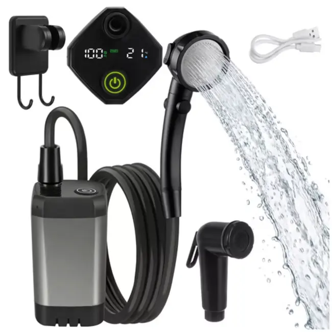 Trizand Mobiele douche met pomp 6000 mAh en 2 m slang voor kamperen en sport