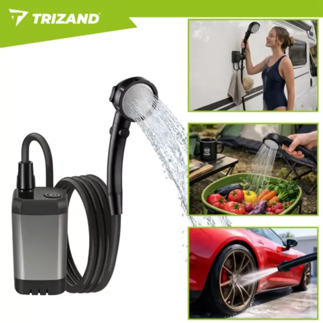 Trizand Mobiele douche met pomp 6000 mAh en 2 m slang voor kamperen en sport