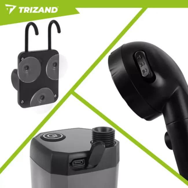 Trizand Mobiele douche met pomp 6000 mAh en 2 m slang voor kamperen en sport