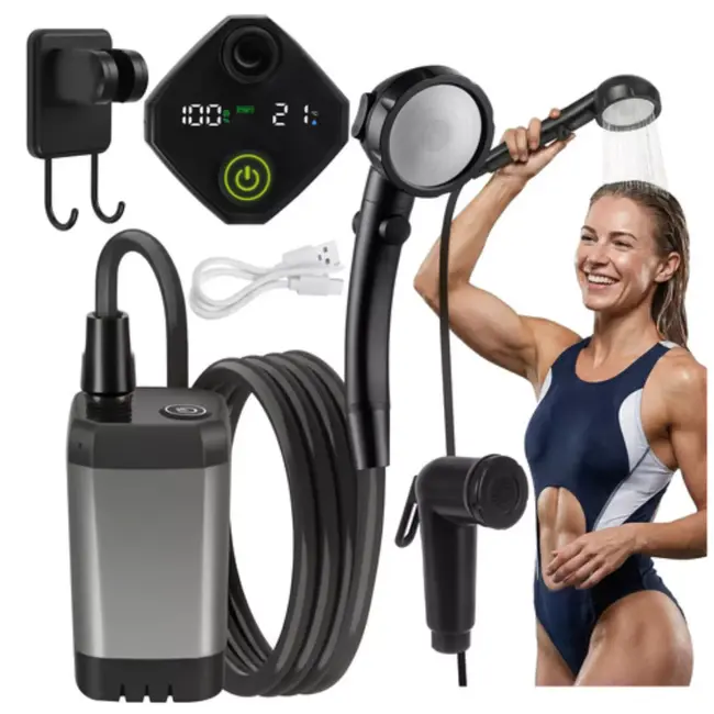 Trizand Mobiele douche met pomp 6000 mAh en 2 m slang voor kamperen en sport