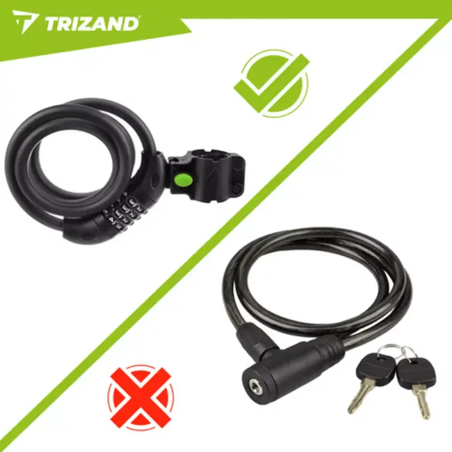 Trizand Zwart fietsslot 120 cm met cijferslot en dikke kabel 13,5 mm