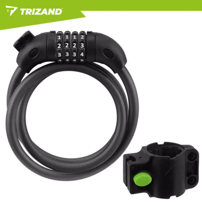 Trizand Zwart fietsslot 120 cm met cijferslot en dikke kabel 13,5 mm