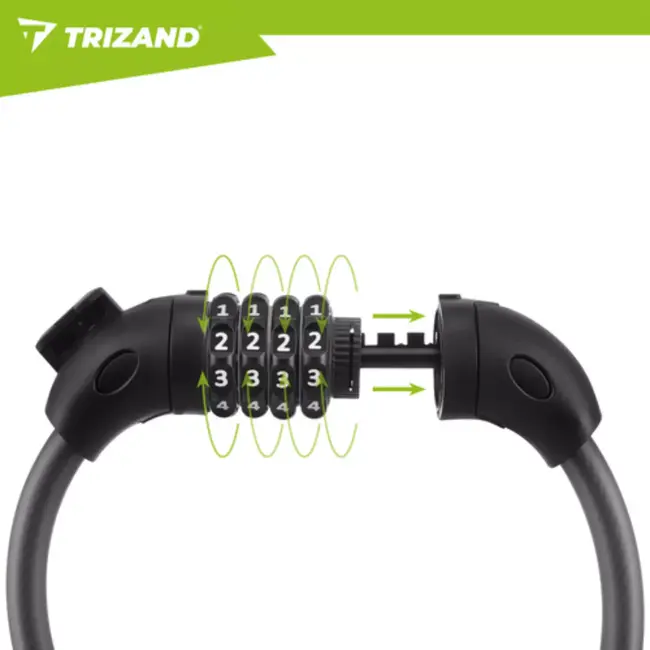 Trizand Zwart fietsslot 120 cm met cijferslot en dikke kabel 13,5 mm