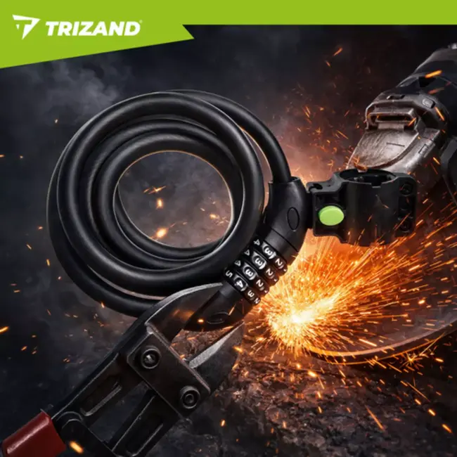 Trizand Zwart fietsslot 120 cm met cijferslot en dikke kabel 13,5 mm