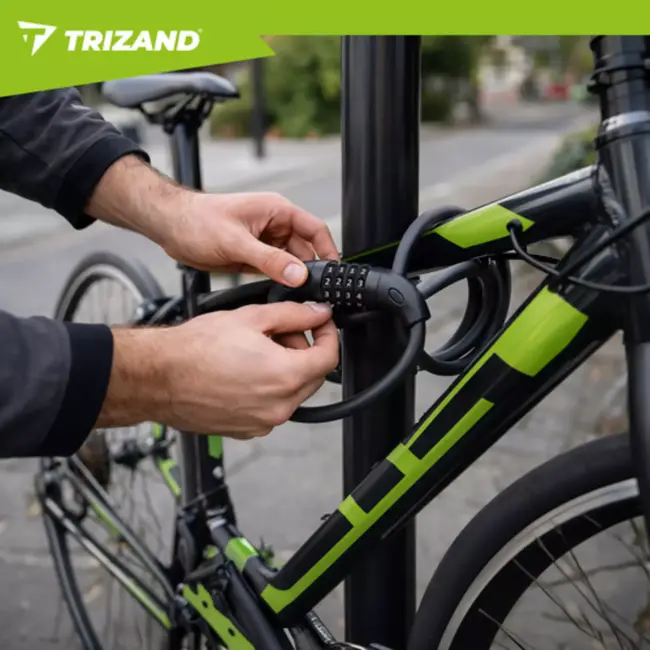 Trizand Zwart fietsslot 120 cm met cijferslot en dikke kabel 13,5 mm